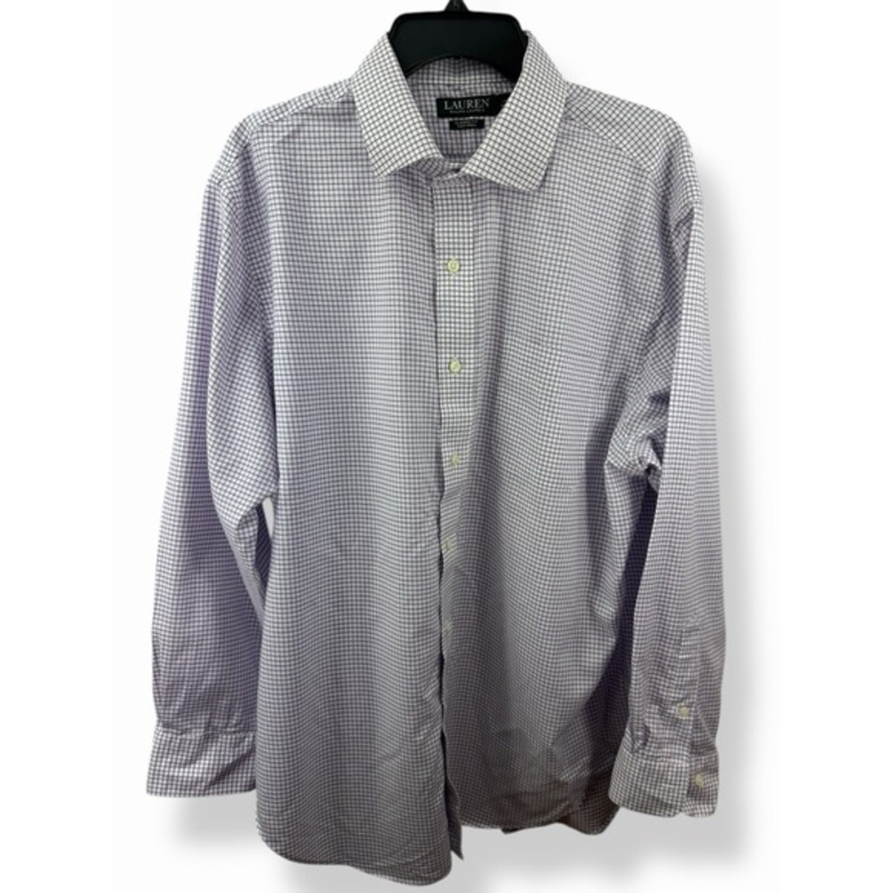 Lauren Ralph Lauren Classic Fit Button Down Shirt Top Blue White 17.5‎ 34/35
